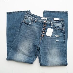 Kancan 90s Flare Exposed Button Jeans